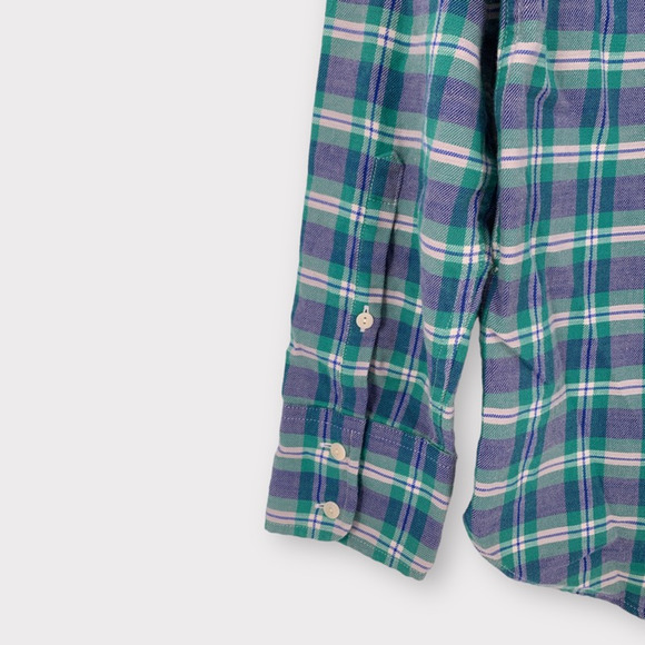 J.Crew Boy Fit Plaid Flannel Shirt Green Blue 4 - Picture 4 of 10